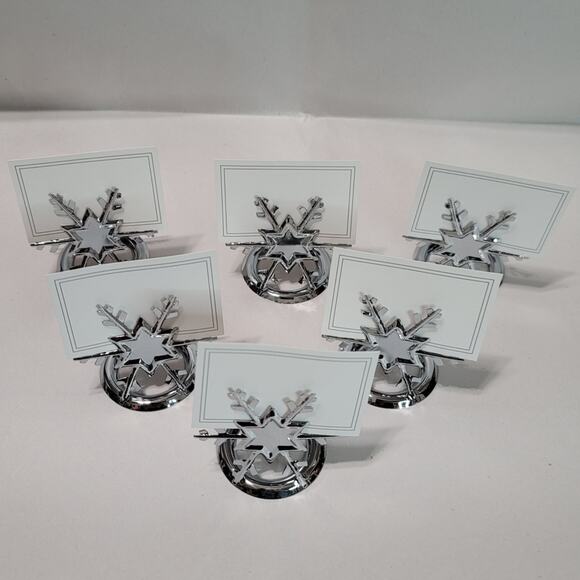 Pier 1 Imports Silver-Tone Six Snowflakes Place Card Holders - Picture 2 of 12